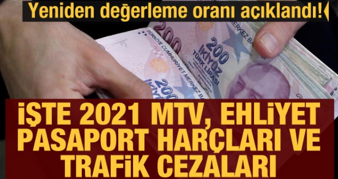 2021 MTV, Ehliyet, Pasaport harçları ve Trafik cezaları