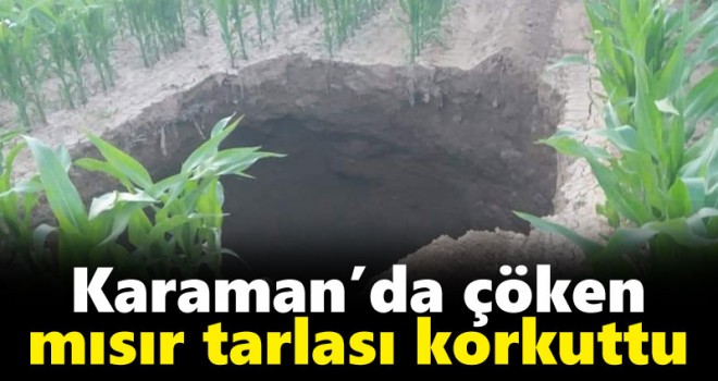 Karaman’da çöken mısır tarlası korkuttu