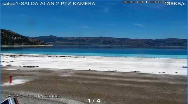 Salda Gölü'nün 24 saat izleneceği kamera sistemi canlı yayına başladı