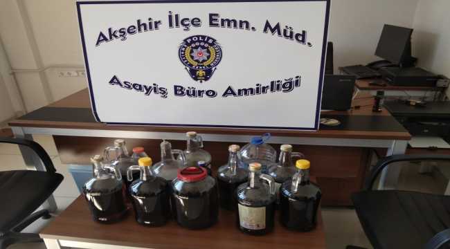 Akşehir'de 40 litre kaçak alkol ele geçirildi