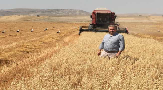 BBP Genel Başkanı Destici, baba ocağında biçerdöverle yulaf hasadı yaptı