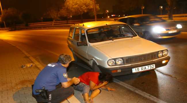 Hareket halindeki otomobilden atlayan kadın yaralandı