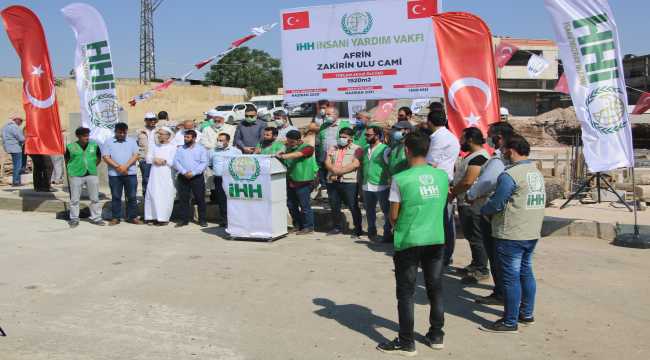 İHH, Afrin'de 1500 kişilik cami inşaatına başladı