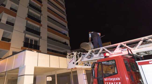 İnşaatta mahsur kalan köpek kurtarıldı 