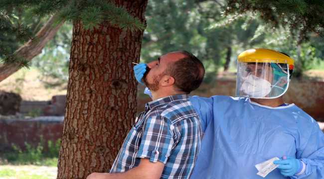 Kayseri'de Süper Lig maçı öncesi basın mensuplarına Kovid-19 testi