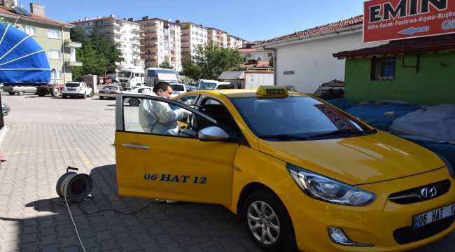 Kızılcahamam'da taksilere dezenfeksiyon
