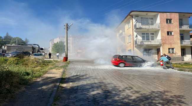 Otomobilin LPG tankından sızan gaz yangına neden oldu
