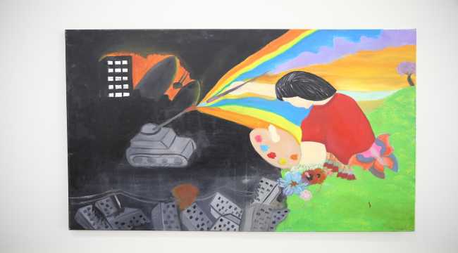 Suriyeli yetimler hayallerini tuvale resmettiler 