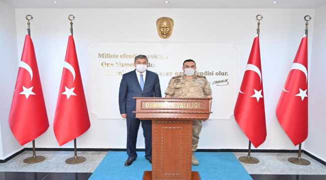 Osmaniye Valisi Yılmaz'a, Jandarma Bölge Komutanı Tuğgeneral Koyuer'den ziyaret 