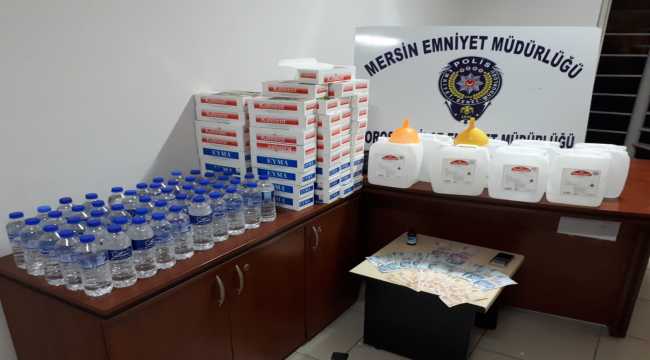 Mersin'de evinde sahte içki üreten şüpheli yakalandı