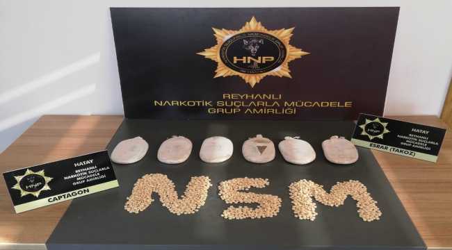 Hatay'da 1 kilo 218 gram esrar ile 2 bin uyuşturucu hap ele geçirildi