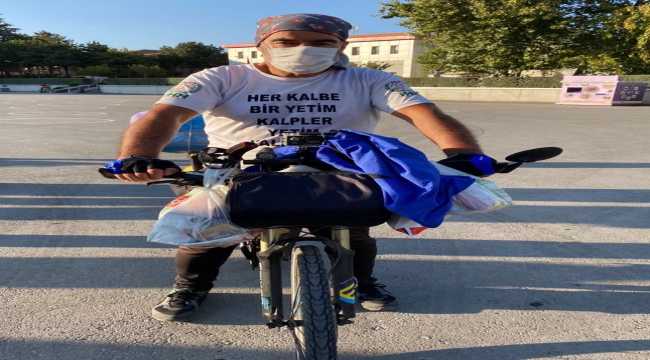 Yetimlere dikkati çekmek için bisiklet turuna çıkan İHH gönüllüsü Niğde'ye geldi