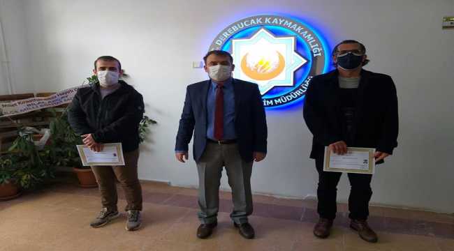Derebucak'ta filyasyon ekibinde görev yapan eğitimcilere başarı belgesi