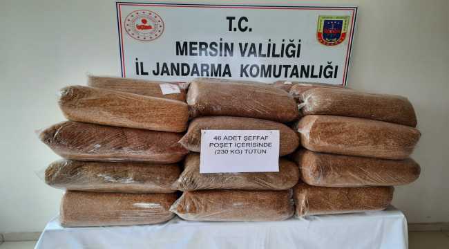 Mersin'de şüphelenilen araçtan 230 kilogram kaçak tütün çıktı 