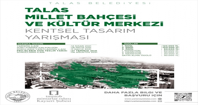 Talas'ta Millet Bahçesi projesi yarışmayla belirlenecek