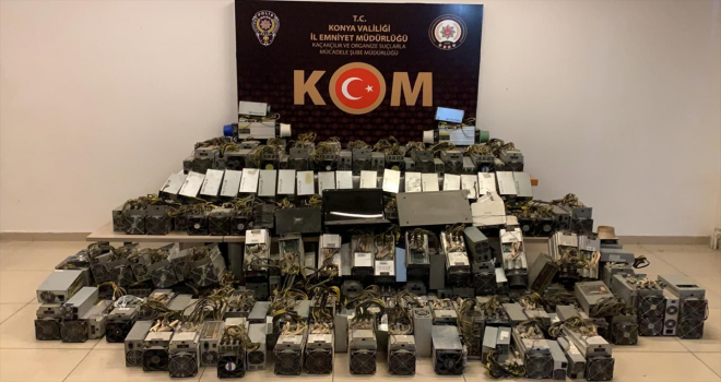 Konya'da kripto para madenciliğinde kullanılan 103 cihaz ele geçirildi