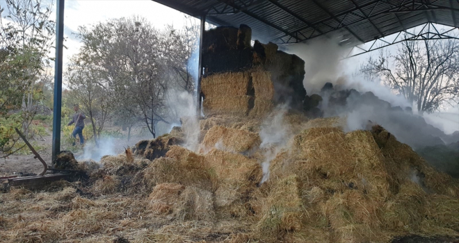 Konya'daki yangında 30 ton saman yandı