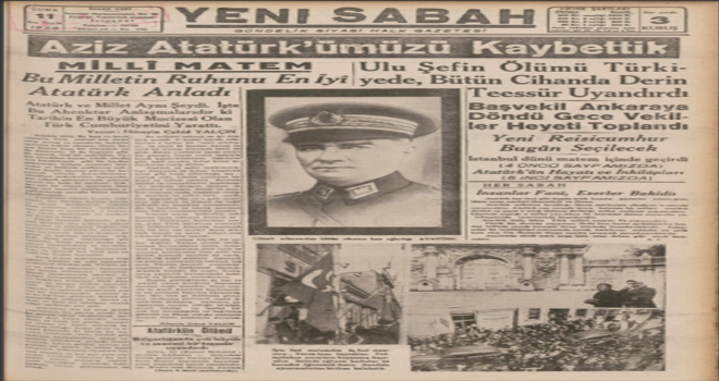 10 Kasım matemi gazetelerin tarihi manşetlerinde