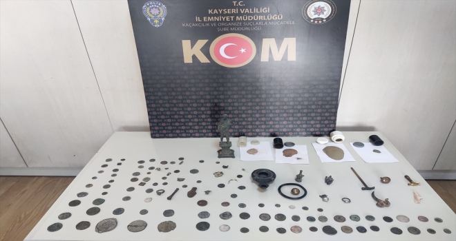 Kayseri'de 106 parça tarihi eser ele geçirildi, 1 şüpheli yakalandı