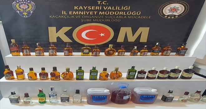 Kayseri'de sahte içki üretimi yapılan kuaför salonuna operasyon düzenlendi