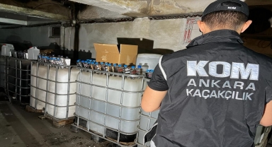 Ankara'da sahte içki imalatı için hazırlanan yaklaşık 35 ton etil alkol ele geçirildi
