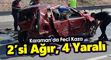 Karaman'da feci kaza! Kavşakta çarpıştı takla attı: Yaralılar var...