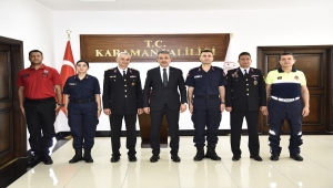 Karaman Jandarma Komutanı Albay Mustafa Çetinkaya, Vali Tuncay Akkoyun'u ziyaret etti