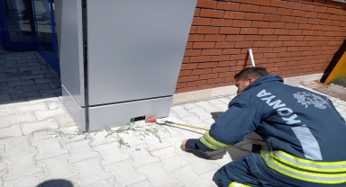 Apartmanın su borusuna giren yılan, itfaiye ekiplerince çıkarıldı