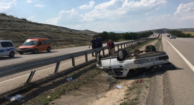 Beypazarı’nda takla atan otomobilin sürücüsü yaralandı