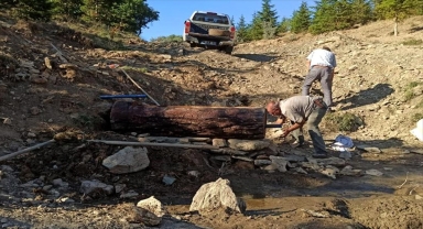 Kervansaray Dağı'nda yaban hayvanları için oluklu çeşme yapıldı