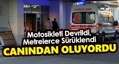 Motosikleti deviren genç az daha canından oluyordu