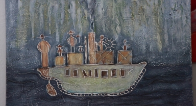 Antalya'da emekli öğretmen tarihi kaya resimlerini özgün yorumla tuvale aktarıyor