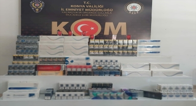 Konya'da kaçak sigara operasyonunda iki şüpheli yakalandı