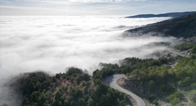 Çankırı'da oluşan sis bulutu görüntülendi