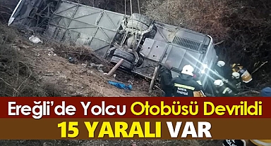 Konya'da yolcu otobüsü devrildi, 15 kişi yaralandı