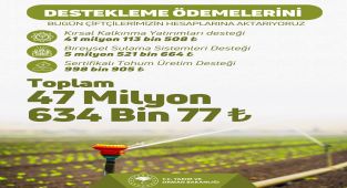 Tarım Bakanlığı'ndan Çiftçilere 47 Milyon TL Destek Ödemesi