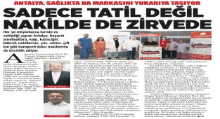 Antalya İl Sağlık Müdürlüğü'nden Basın Haberleri Yayınlandı