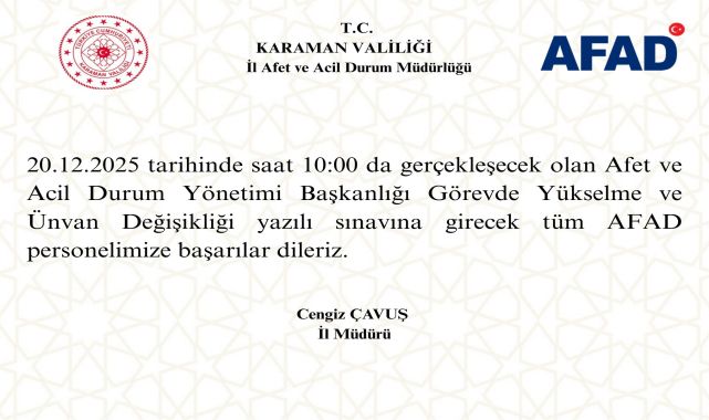 AFAD Karaman Personeli Görevde Yükselme Yazılı Sınavına Hazırlanıyor