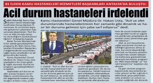 Antalya İl Sağlık Müdürlüğü'nden 9 Aralık Basın Haberleri Güncellemesi