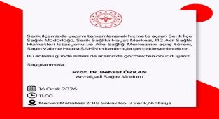 Serik'te Yeni Sağlık Tesislerinin Açılış Töreni Vali Şahin Katılımıyla Yapılıyor
