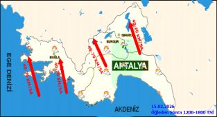 Antalya'da Bugün Sağanak Yağış Bekleniyor, Rüzgar Kuvvetli Eşecek