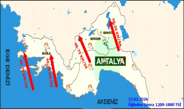 Antalya'da Bugün Sağanak Yağış Bekleniyor, Rüzgar Kuvvetli Eşecek