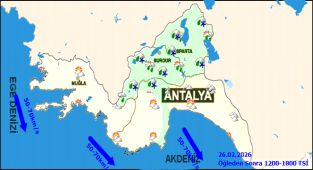 Antalya'da Hava Durumu: 26 Şubat Perşembe Çok Bulutlu, İç Kesimlere Yağış Uyarısı