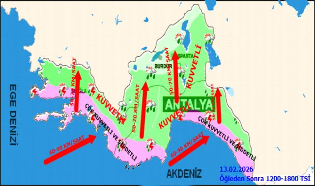 Antalya'da Kuvvetli Yağış ve Fırtına Bekleniyor