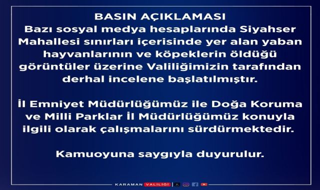 Karaman Valiliği'nden Önemli Duyuru: Detaylar Açıklanacak