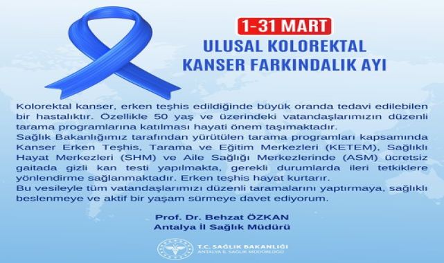 Antalya İl Sağlık Müdürü'nden Kolorektal Kanser Uyarısı: Erken Teşhis Hayat Kurtarır