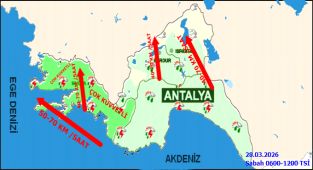 Antalya'da Kuvvetli Yağış ve Fırtına Bekleniyor
