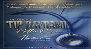 Karaman Valisi Çiçek'ten 14 Mart Tıp Bayramı Mesajı