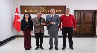 Karaman Valisi Hayrettin Çiçek'i Ziyaret Eden Bisiklet Topluluğu ve Sendika Temsilcisi