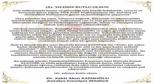 Antalya İl Emniyet Müdürü Zağimoğlu'ndan Polis Haftası Mesajı